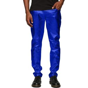 imageCOOFANDY Mens Metallic Shiny Pants Night Club Pants 70s 80s 90s Disco Pant Party Dance Straight Leg TrousersLuxurious Blue