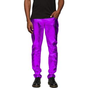 imageCOOFANDY Mens Metallic Shiny Pants Night Club Pants 70s 80s 90s Disco Pant Party Dance Straight Leg TrousersLuxurious Purple