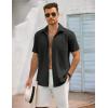 imageCOOFANDY Mens Button Down Shirts Lightweight Breathable Short Sleeve Shirt Summer Beach TopBlack