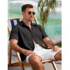 imageCOOFANDY Mens Button Down Shirts Lightweight Breathable Short Sleeve Shirt Summer Beach TopBlack