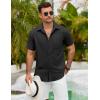 imageCOOFANDY Mens Button Down Shirts Lightweight Breathable Short Sleeve Shirt Summer Beach TopBlack