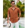 imageCOOFANDY Mens Button Down Shirts Lightweight Breathable Short Sleeve Shirt Summer Beach TopCaramel