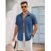 imageCOOFANDY Mens Button Down Shirts Lightweight Breathable Short Sleeve Shirt Summer Beach TopDenim Blue
