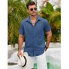 imageCOOFANDY Mens Button Down Shirts Lightweight Breathable Short Sleeve Shirt Summer Beach TopDenim Blue