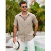 imageCOOFANDY Mens Button Down Shirts Lightweight Breathable Short Sleeve Shirt Summer Beach TopKhaki
