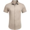 imageCOOFANDY Mens Button Down Shirts Lightweight Breathable Short Sleeve Shirt Summer Beach TopKhaki