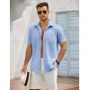 imageCOOFANDY Mens Button Down Shirts Lightweight Breathable Short Sleeve Shirt Summer Beach TopLight Blue