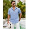imageCOOFANDY Mens Button Down Shirts Lightweight Breathable Short Sleeve Shirt Summer Beach TopLight Blue