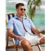 imageCOOFANDY Mens Button Down Shirts Lightweight Breathable Short Sleeve Shirt Summer Beach TopLight Blue