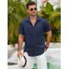 imageCOOFANDY Mens Button Down Shirts Lightweight Breathable Short Sleeve Shirt Summer Beach TopNavy Blue