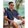 imageCOOFANDY Mens Button Down Shirts Lightweight Breathable Short Sleeve Shirt Summer Beach TopNavy Blue