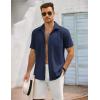 imageCOOFANDY Mens Button Down Shirts Lightweight Breathable Short Sleeve Shirt Summer Beach TopNavy Blue