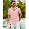 imageCOOFANDY Mens Button Down Shirts Lightweight Breathable Short Sleeve Shirt Summer Beach TopPink