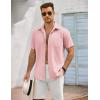 imageCOOFANDY Mens Button Down Shirts Lightweight Breathable Short Sleeve Shirt Summer Beach TopPink