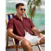 imageCOOFANDY Mens Button Down Shirts Lightweight Breathable Short Sleeve Shirt Summer Beach TopWine Red