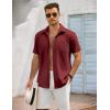 imageCOOFANDY Mens Button Down Shirts Lightweight Breathable Short Sleeve Shirt Summer Beach TopWine Red