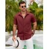 imageCOOFANDY Mens Button Down Shirts Lightweight Breathable Short Sleeve Shirt Summer Beach TopWine Red