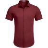 imageCOOFANDY Mens Button Down Shirts Lightweight Breathable Short Sleeve Shirt Summer Beach TopWine Red