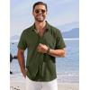 imageCOOFANDY Shirts for Men Short Sleeve Button Down Shirt Casual Summer Beach ShirtsArmy Green