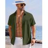 imageCOOFANDY Shirts for Men Short Sleeve Button Down Shirt Casual Summer Beach ShirtsArmy Green
