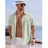 imageCOOFANDY Shirts for Men Short Sleeve Button Down Shirt Casual Summer Beach ShirtsAsage Green