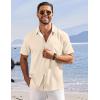 imageCOOFANDY Shirts for Men Short Sleeve Button Down Shirt Casual Summer Beach ShirtsBeige