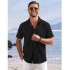 imageCOOFANDY Shirts for Men Short Sleeve Button Down Shirt Casual Summer Beach ShirtsBlack