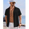 imageCOOFANDY Shirts for Men Short Sleeve Button Down Shirt Casual Summer Beach ShirtsBlack