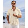 imageCOOFANDY Shirts for Men Short Sleeve Button Down Shirt Casual Summer Beach ShirtsChampagne