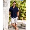 imageCOOFANDY Shirts for Men Short Sleeve Button Down Shirt Casual Summer Beach ShirtsDark Blue