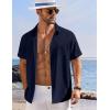 imageCOOFANDY Shirts for Men Short Sleeve Button Down Shirt Casual Summer Beach ShirtsDark Blue