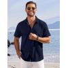 imageCOOFANDY Shirts for Men Short Sleeve Button Down Shirt Casual Summer Beach ShirtsDark Blue