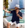 imageCOOFANDY Shirts for Men Short Sleeve Button Down Shirt Casual Summer Beach ShirtsDark Blue