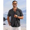 imageCOOFANDY Shirts for Men Short Sleeve Button Down Shirt Casual Summer Beach ShirtsDark Grey