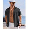 imageCOOFANDY Shirts for Men Short Sleeve Button Down Shirt Casual Summer Beach ShirtsDark Grey