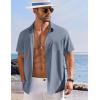 imageCOOFANDY Shirts for Men Short Sleeve Button Down Shirt Casual Summer Beach ShirtsGrayish Blue
