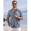 imageCOOFANDY Shirts for Men Short Sleeve Button Down Shirt Casual Summer Beach ShirtsGrayish Blue