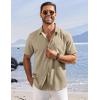 imageCOOFANDY Shirts for Men Short Sleeve Button Down Shirt Casual Summer Beach ShirtsKhaki
