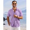 imageCOOFANDY Shirts for Men Short Sleeve Button Down Shirt Casual Summer Beach ShirtsLavender