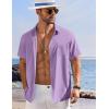 imageCOOFANDY Shirts for Men Short Sleeve Button Down Shirt Casual Summer Beach ShirtsLavender