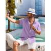 imageCOOFANDY Shirts for Men Short Sleeve Button Down Shirt Casual Summer Beach ShirtsLavender