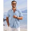imageCOOFANDY Shirts for Men Short Sleeve Button Down Shirt Casual Summer Beach ShirtsLight Blue