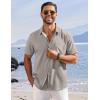 imageCOOFANDY Shirts for Men Short Sleeve Button Down Shirt Casual Summer Beach ShirtsLight Grey