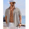 imageCOOFANDY Shirts for Men Short Sleeve Button Down Shirt Casual Summer Beach ShirtsLight Grey