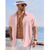 imageCOOFANDY Shirts for Men Short Sleeve Button Down Shirt Casual Summer Beach ShirtsLight Pink