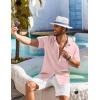 imageCOOFANDY Shirts for Men Short Sleeve Button Down Shirt Casual Summer Beach ShirtsLight Pink