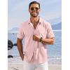imageCOOFANDY Shirts for Men Short Sleeve Button Down Shirt Casual Summer Beach ShirtsLight Pink