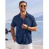imageCOOFANDY Shirts for Men Short Sleeve Button Down Shirt Casual Summer Beach ShirtsNavy Blue