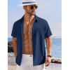 imageCOOFANDY Shirts for Men Short Sleeve Button Down Shirt Casual Summer Beach ShirtsNavy Blue