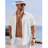 imageCOOFANDY Shirts for Men Short Sleeve Button Down Shirt Casual Summer Beach ShirtsWhite